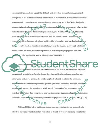 From Modernism to Postmodernism in Arts Education