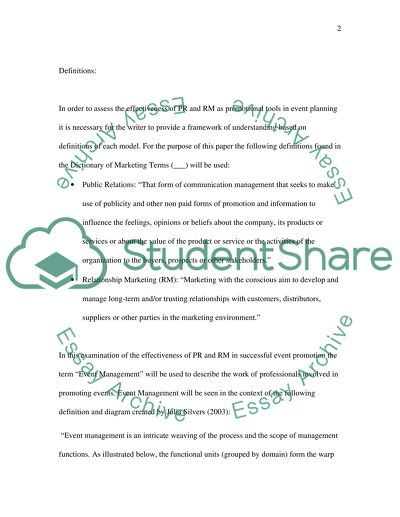 A Critical Assessment of the Effectiveness of Public Relations and Relationship Marketing