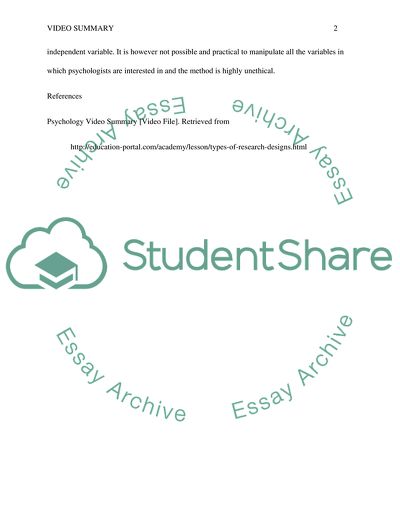 Video Summary on Psychology