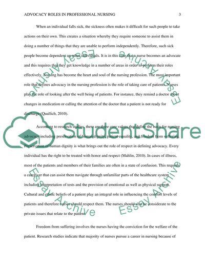 Advocacy roles in professional nursing