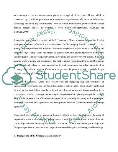 Political Environment on Airline Industry in China