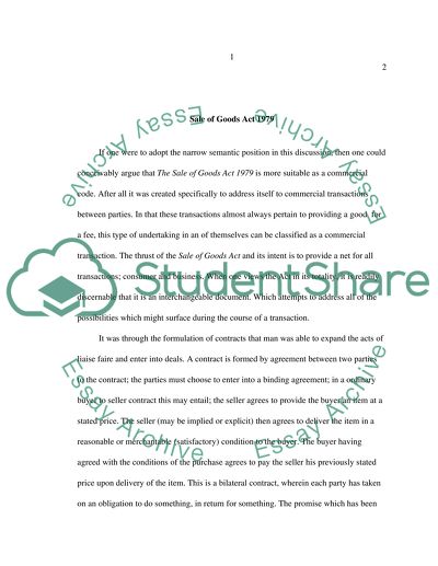 Sale of Goods Act 1979 Commercial law (uk)