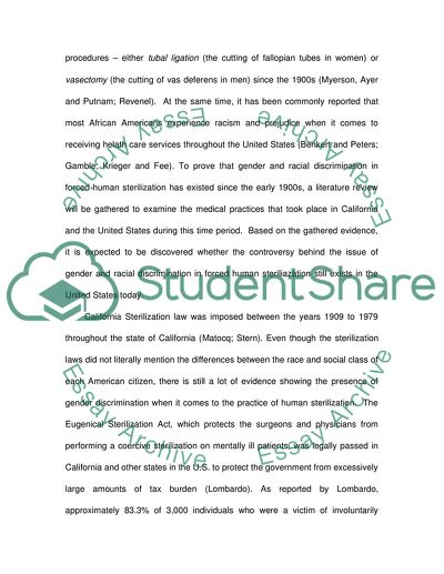 Racial and Gender Discrimination and Sterilization