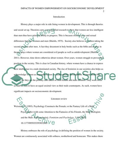 Women Empowerment Impact on Socioeconomic Development