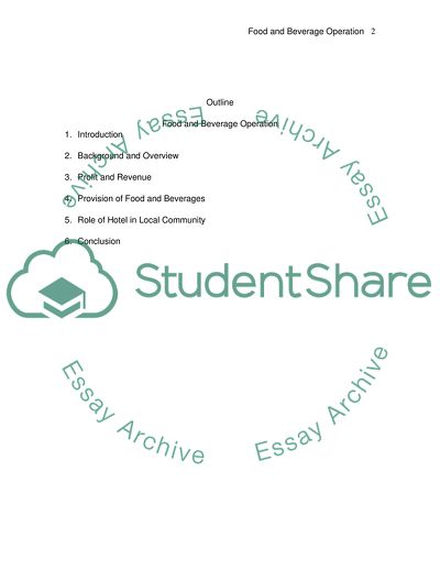 Provision of Food and Beverage in Hotel Business