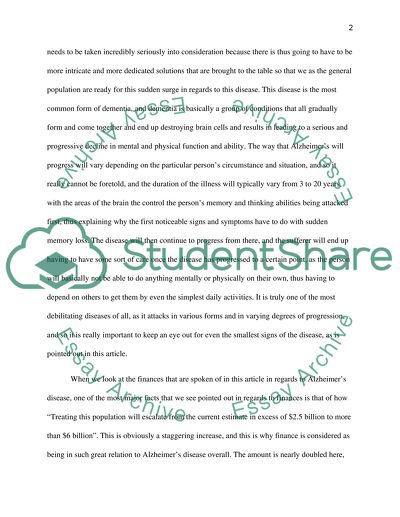 Alzheimers Disease: An Emerging Affliction of the Aging Population