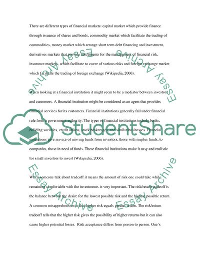 Financial Market and Institution Systems