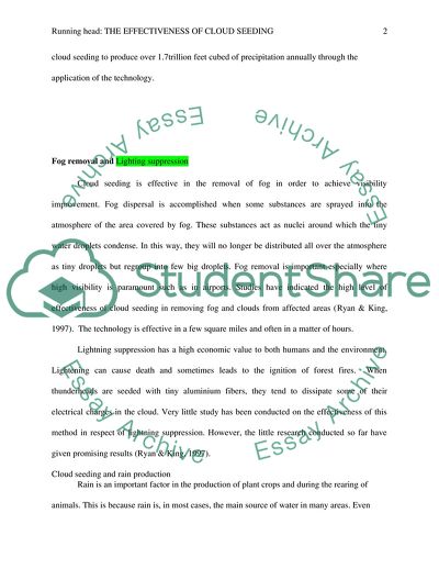 Effectiveness of Cloud Seeding