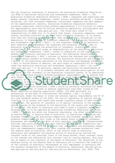 Financial institutions management in Australia