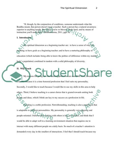 The Spiritual Dimension of Being a Beginning Teacher