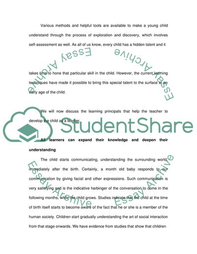 Learning Principles That Help Teachers to Develop Children as Learners