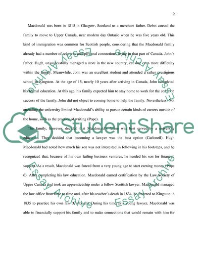 Analysis of the Political Legacy of John A. Macdonald