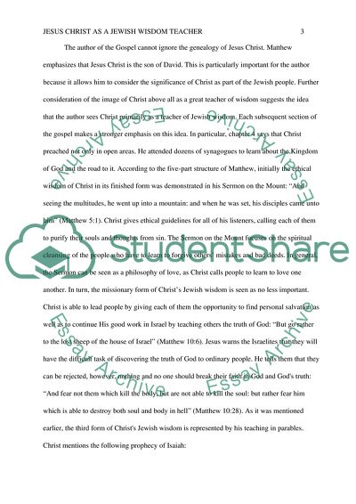 Jesus Christ as a Jewish Wisdom Teacher