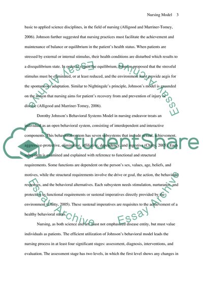 Dorothy Johnson's Behavioral System Model Research Paper
