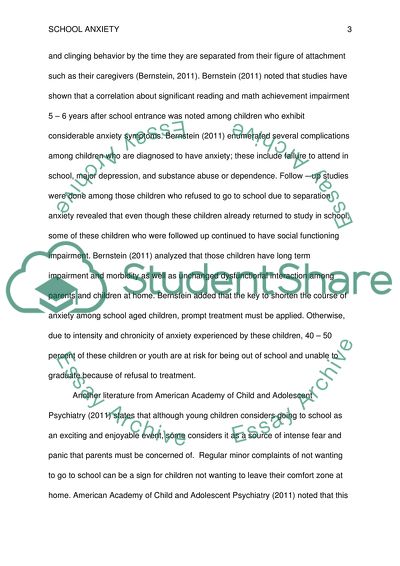 Analysis of School Anxiety