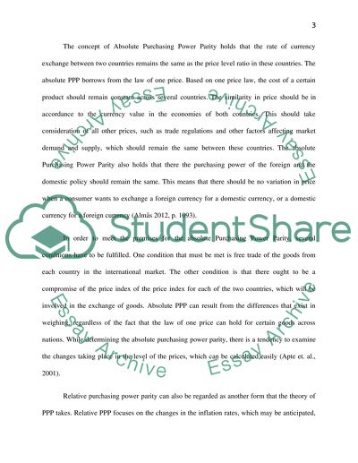 Theory of Purchasing Power Parity