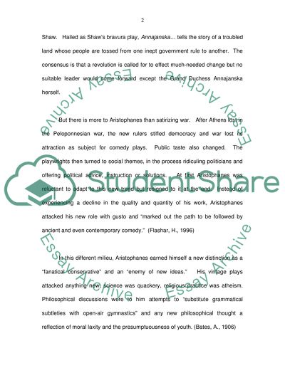 The Comedy: from Aristophanes to Its Contemporary Form