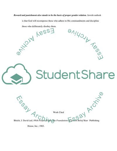 The Basis for Proper Gender Relations among Jews and in Judaism