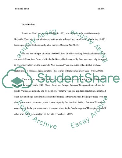 Waste Management in Fonterra Tirau