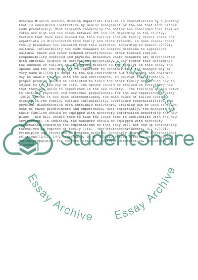 Expatiate Faillure / International Business