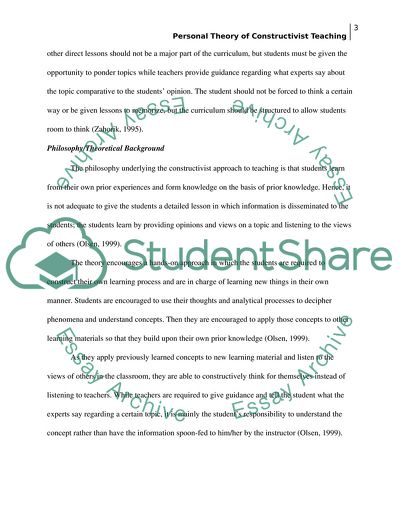 Personal Theory of Constructivist Teaching