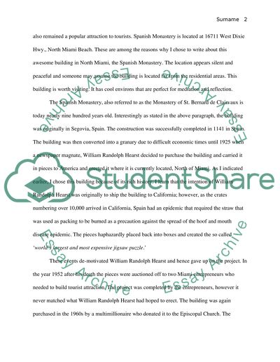 Observation and/or research on a local building in Miami