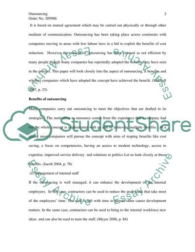 Outsourcing and the Economies of Scale