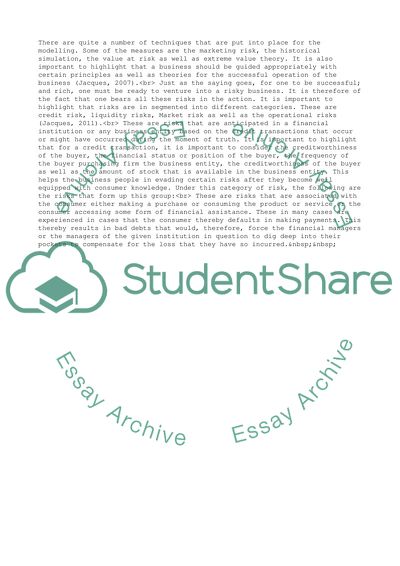 Management of Risk in Business