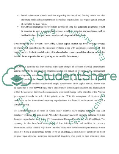 The Africas Economy and Internatoinal Financial Markets