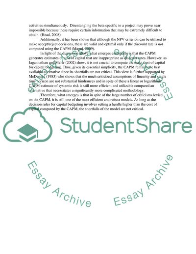 CAPM ana Capital Budgeting