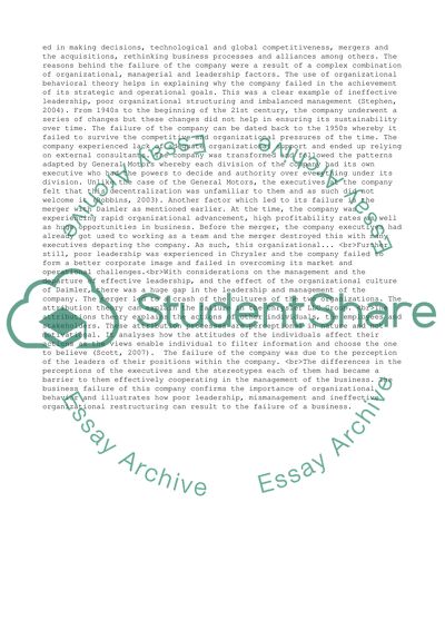 CHRYSLER LLC Business failure