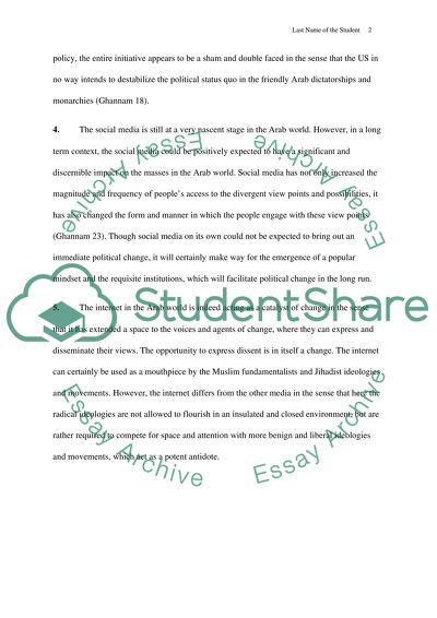 Social Media and the Arab World- Reading Response