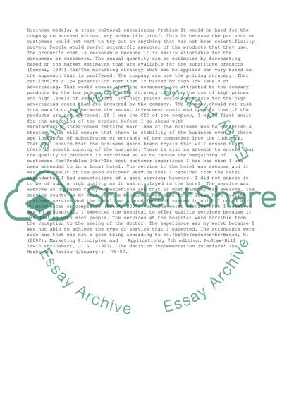 BUSINESS MODELS, CUSTOMER & CROSS-CULTURAL EXPERIENCES