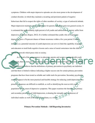 Focus on Primary and Secondary Prevention in Depression