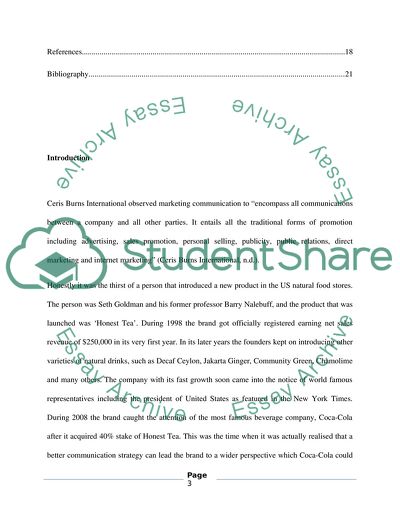 Marketing Communication in UK: Honest Tea