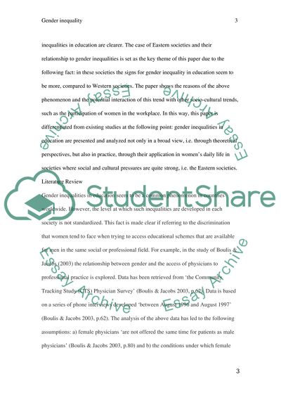 Gender Inequality and Education in Eastern Societies