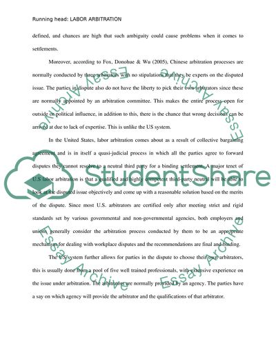 Labor Arbitration Procedures in the United States and China: A Comparison