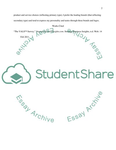 Values and Lifestyles Categories