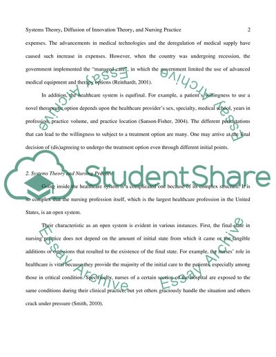 Systems and diffusion of innovation theories as they apply to healthcare delivery and nursing practice