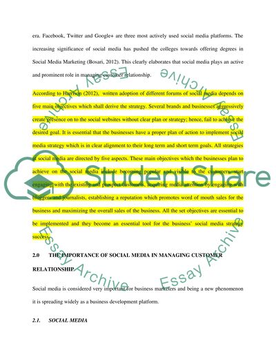 The Role of Social Media in Managing Customer Relationship