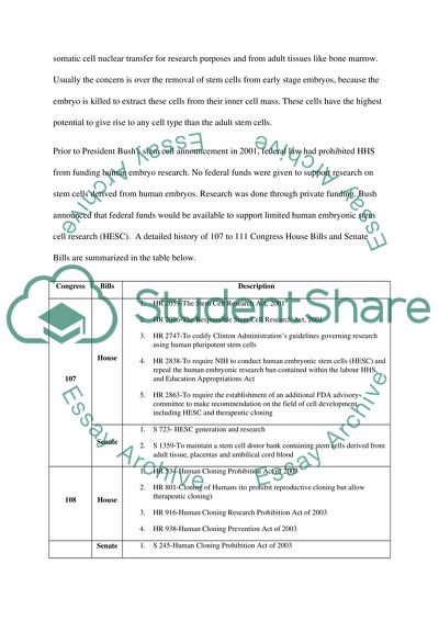 Stem Cell Legislation in the US
