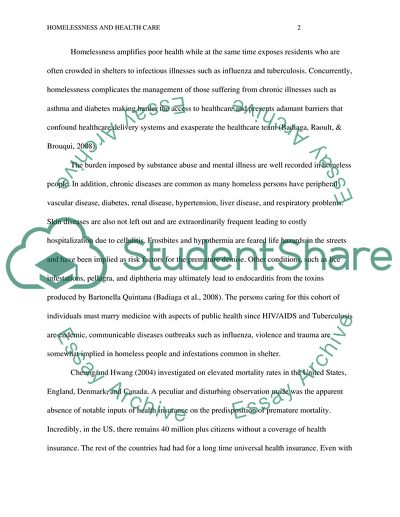 Homelessness and Health Care