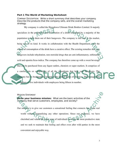 The World of Marketing Worksheet