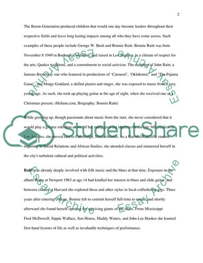 Bonnie Raitt as a Part of the US Boom Generation