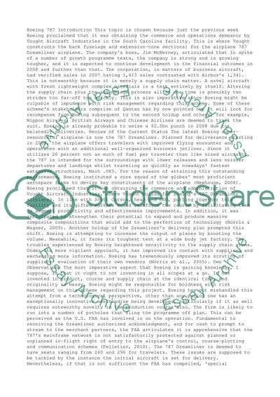 Boeing Supply Chain Mangament for the 787