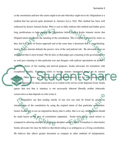 Justice Antonin Scalia and the Doctrine of Original Intent