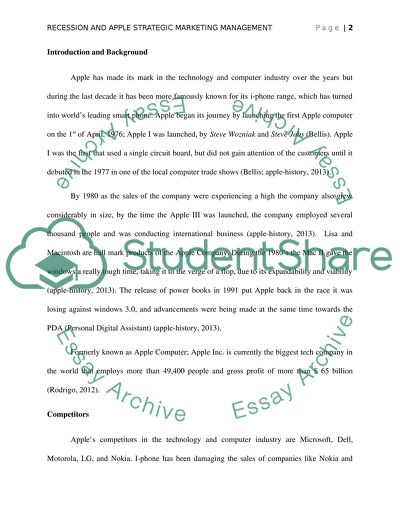 Effect of Recent Recession on Apple Strategic Marketing Management Practices