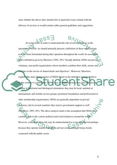 Service Delivery Should Not Be a Priority Focus for Non-Governmental Organisations Work