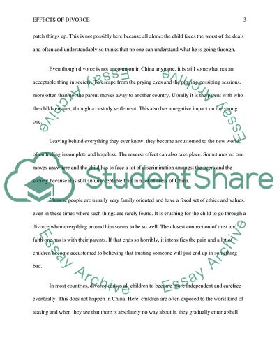 Three negative impacts of Parental divorce on children in Contemporary China