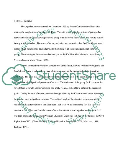 Features of The Klu Klux Klan